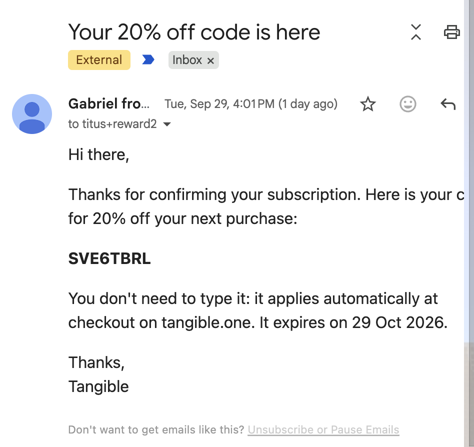 Received staging reward email