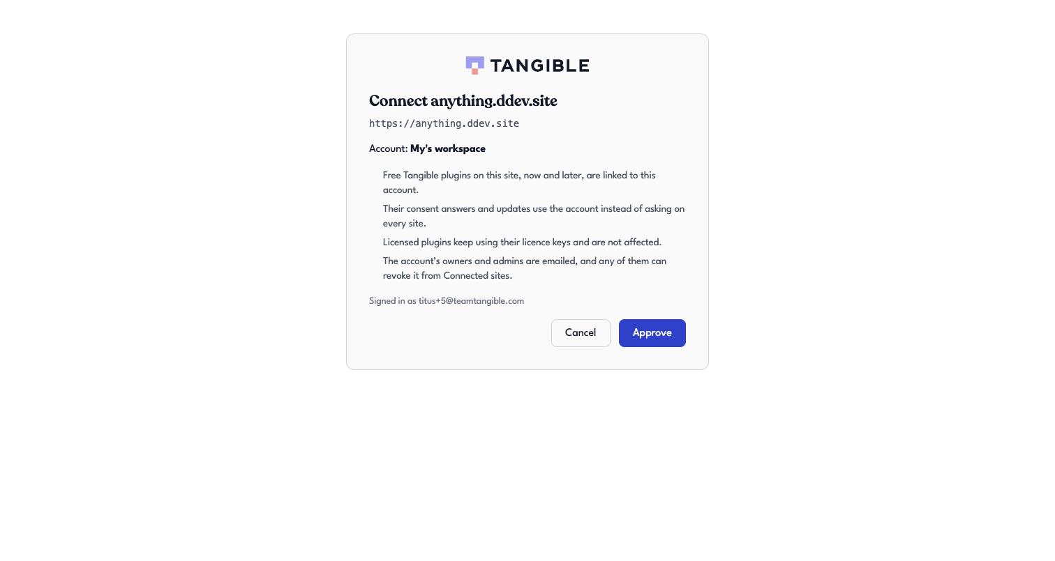 Account approval on tangible.one production