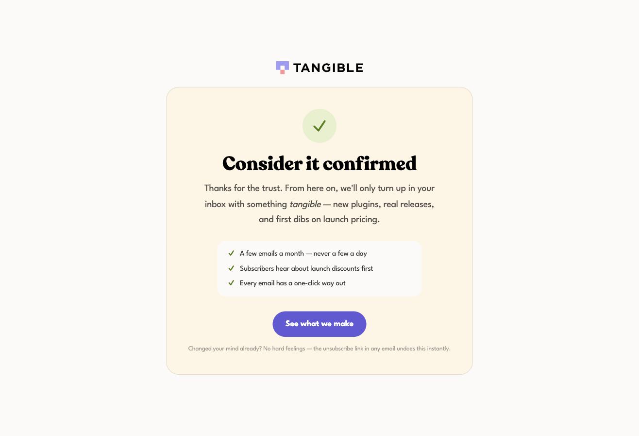 Confirmation page without reward message