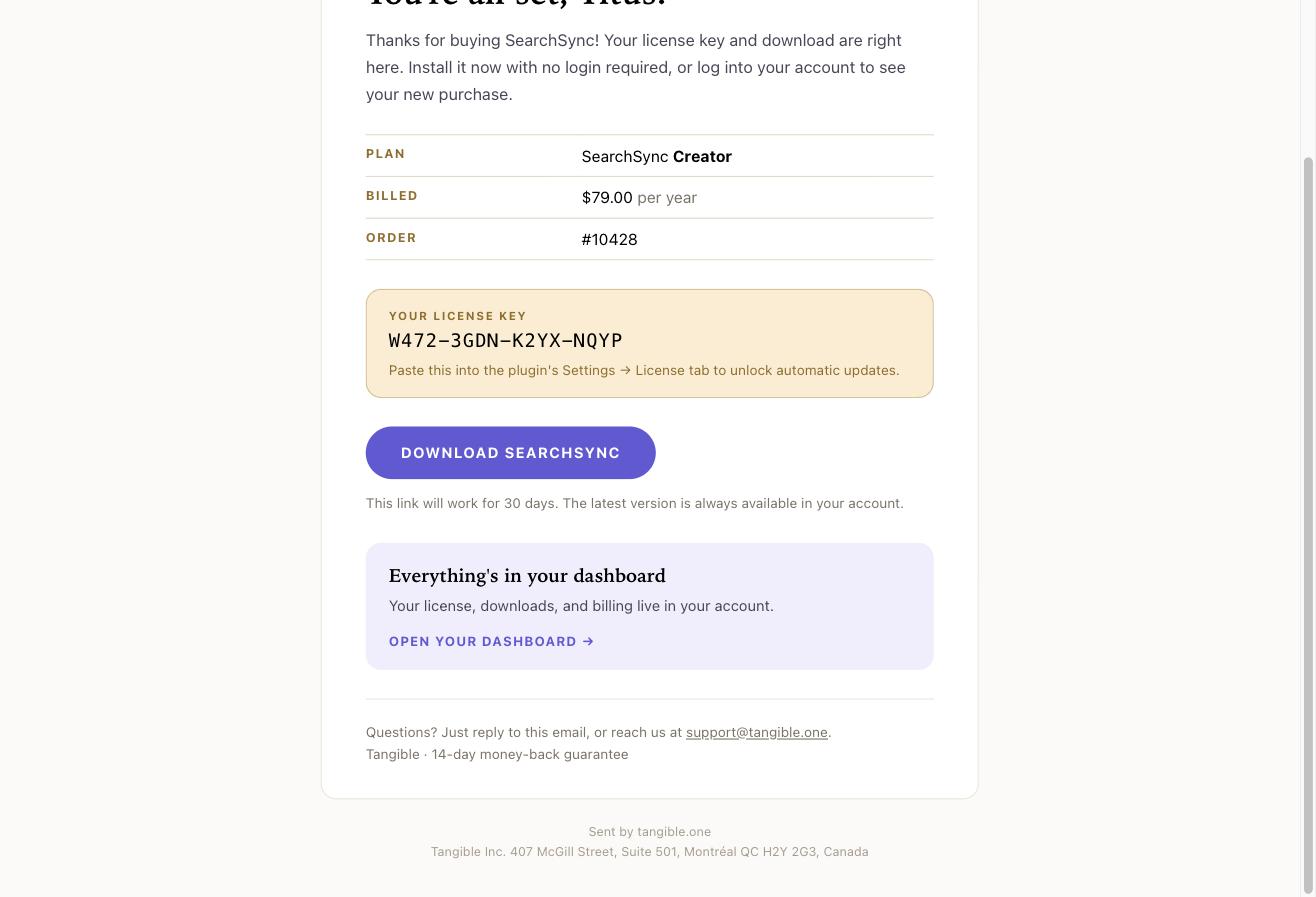 Signed-in buyer email, lower portion